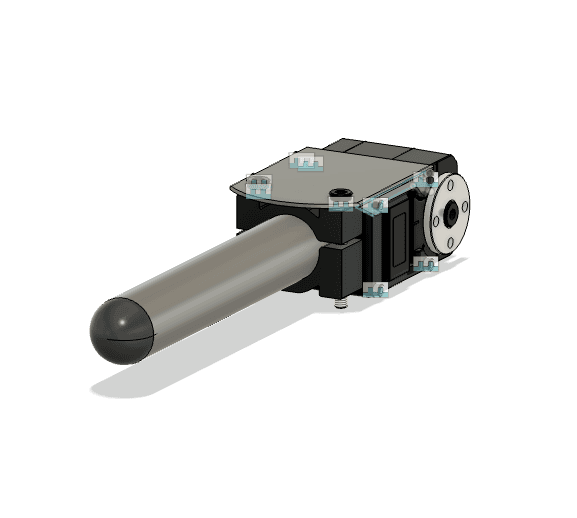 Tibia Joint with arbiturary link lengths. STS3215 Servo model from OpenCAD.